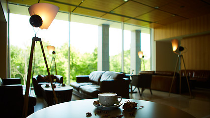 Image showing Cup of latte on the table