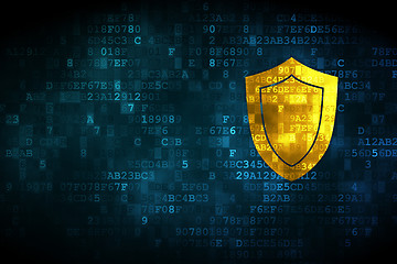 Image showing Privacy concept: Shield on digital background