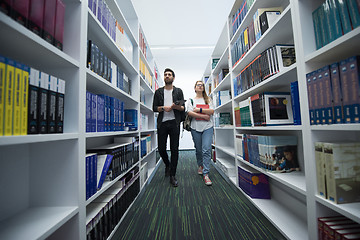 Image showing students group  in school  library