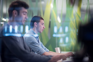 Image showing technology students group working  in computer lab school  class