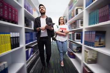 Image showing students group  in school  library