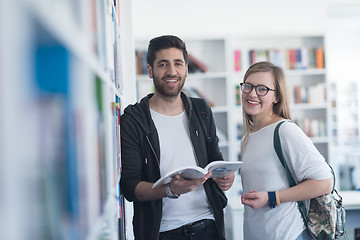 Image showing students couple  in school  library