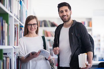 Image showing students couple  in school  library