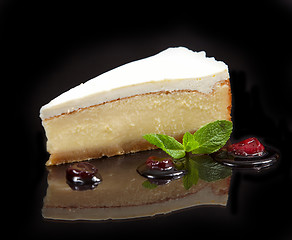 Image showing cheese cake on black background