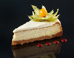 Image showing cheese cake on black background