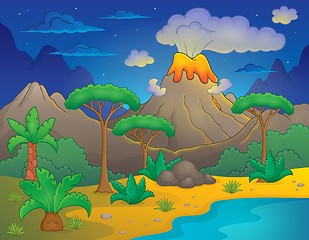 Image showing Prehistoric night landscape 1