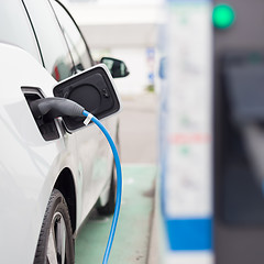 Image showing Electric Car in Charging Station.