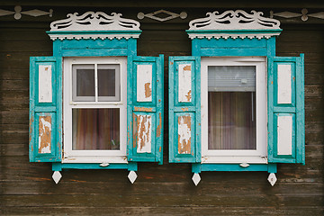 Image showing old window with carved architraves