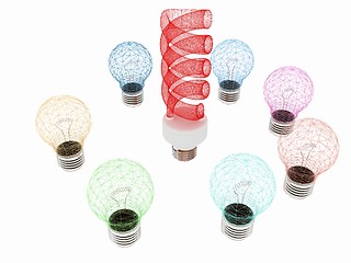 Image showing energy-saving lamps. 3D illustration