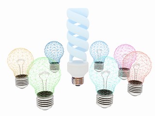 Image showing energy-saving lamps. 3D illustration