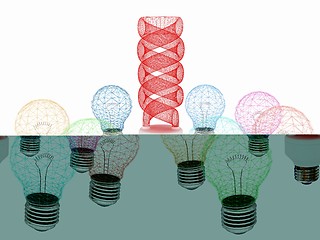 Image showing energy-saving lamps. 3D illustration