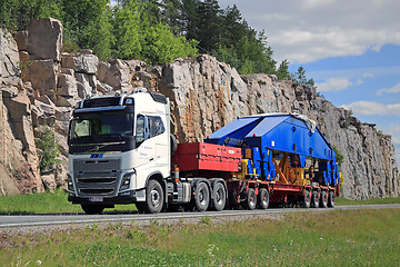 Image showing Volvo FH16 750 Semi transports Shipyard Crane Component