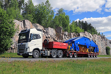 Image showing Volvo FH16 750 Semi Transports Shipyard Crane Component 