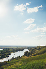 Image showing view from the high Bank on the river