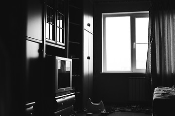 Image showing fragment of living room in black and white