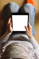 Image showing woman working on tablet