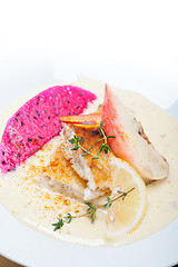 Image showing sea bream fillet butter pan fried 