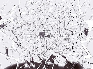 Image showing Crime scene Shattered glass over white