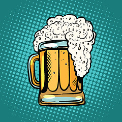 Image showing foamy mug of beer pop art retro