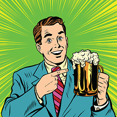 Image showing Retro man with a beer pop art