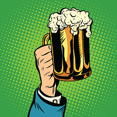 Image showing beer mug in hand, pop art retro