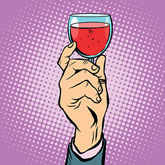 Image showing Toast glass red wine pop art