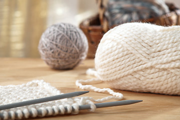 Image showing knitting needles and yarn