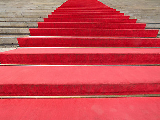 Image showing Red carpet on stairway