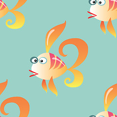 Image showing Goldfish marine seamless pattern background