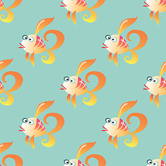 Image showing Goldfish marine seamless pattern background