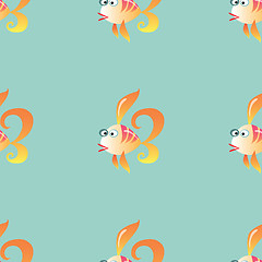 Image showing Goldfish marine seamless pattern background