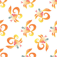 Image showing Goldfish marine seamless pattern background