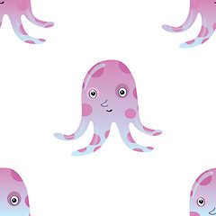 Image showing Jellyfish or octopus marine seamless pattern background