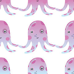 Image showing Jellyfish or octopus marine seamless pattern background