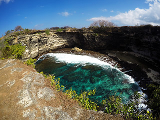 Image showing tunnel crater coastline at Nusa Penida island