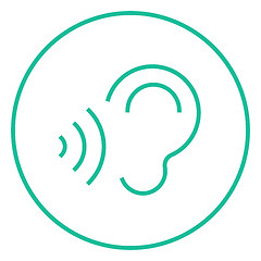 Image showing Ear and sound waves line icon.