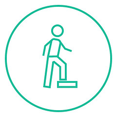 Image showing Man doing step exercise line icon.