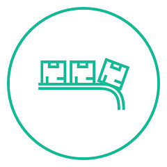 Image showing Conveyor belt for parcels line icon.