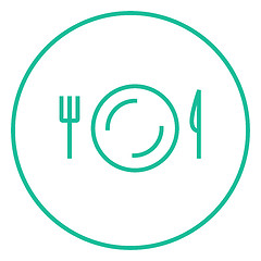 Image showing Plate with cutlery line icon.