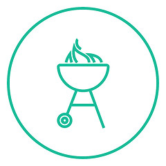 Image showing Kettle barbecue grill line icon.