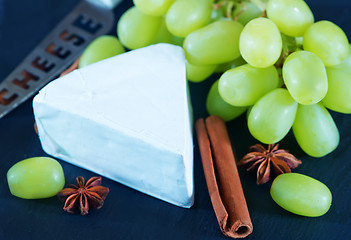 Image showing cheese with grape