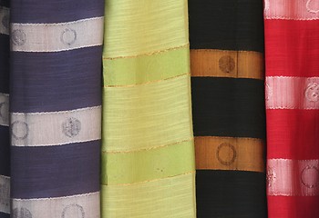 Image showing Multi-colored textile in a shop