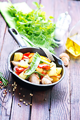 Image showing fried meat with vegetables