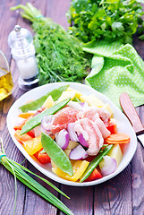 Image showing raw meat with vegetables