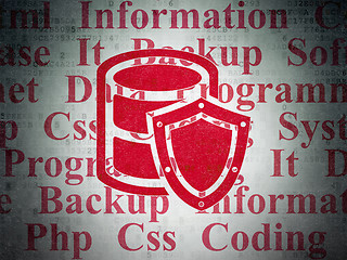 Image showing Programming concept: Database With Shield on Digital Data Paper background