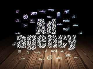 Image showing Marketing concept: Ad Agency in grunge dark room