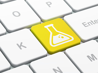 Image showing Science concept: Flask on computer keyboard background