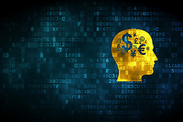 Image showing Studying concept: Head With Finance Symbol on digital background