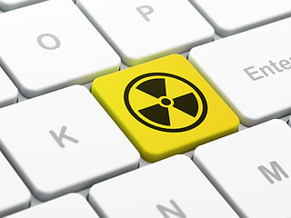 Image showing Science concept: Radiation on computer keyboard background