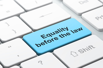 Image showing Politics concept: Equality Before The Law on computer keyboard background